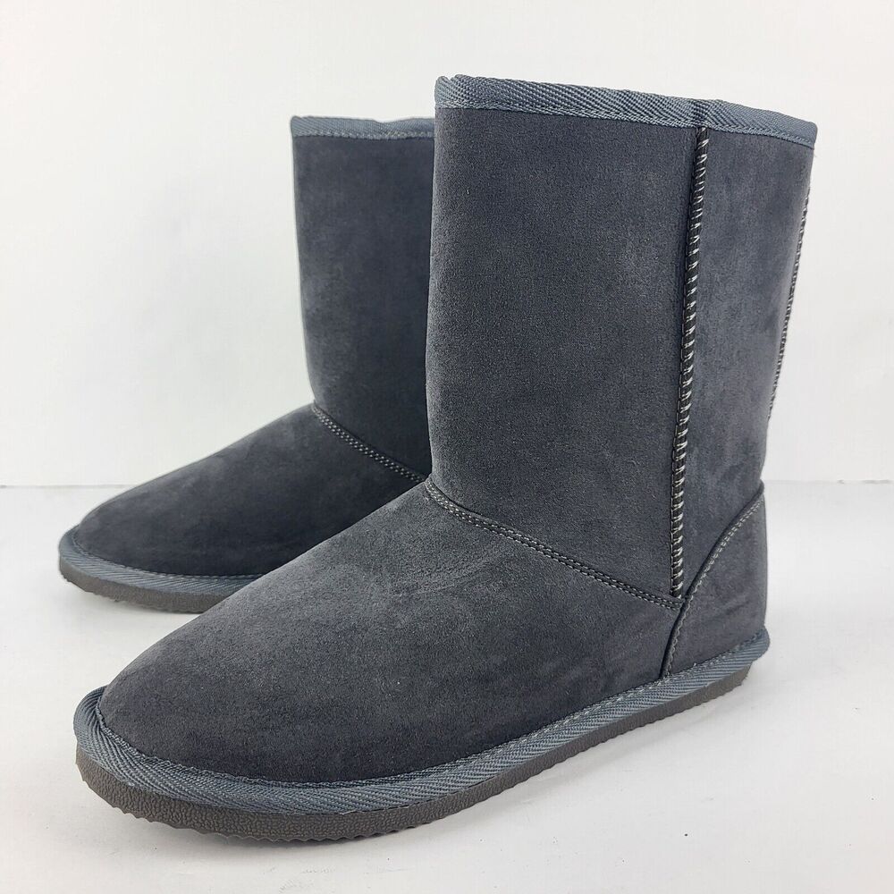 Harper Canyon Girls Gray Pull On Faux Fur Lined Boots Size 4